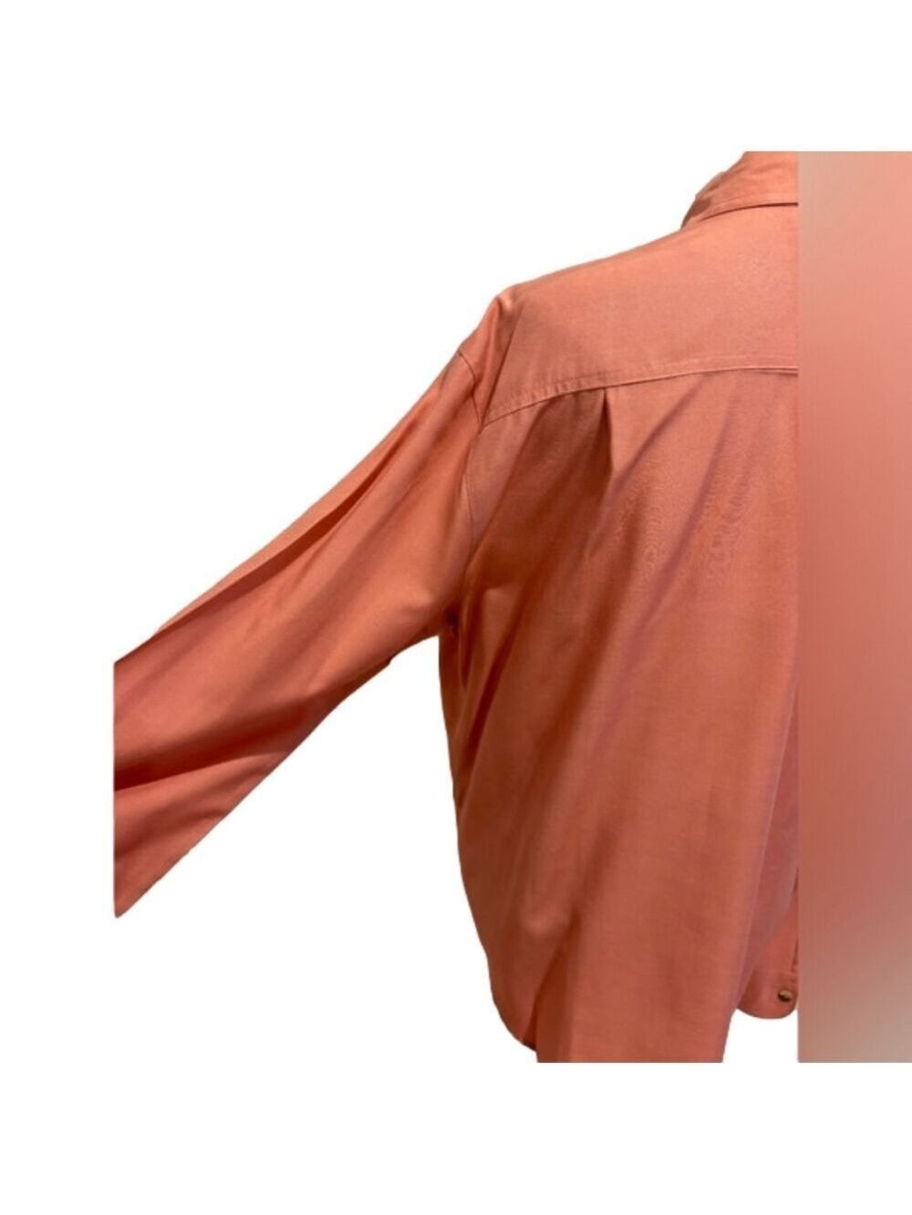 90s SAFARI STYLE BLOUSE LONG SLEEVE CLASSIC & CASUAL BUTTON DOWN PEACH 14 - Picture 10 of 15